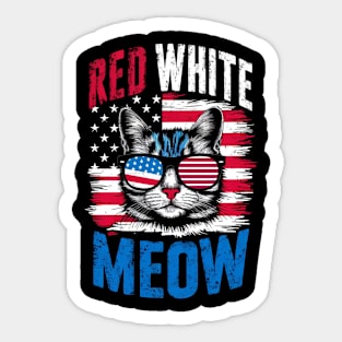 Red White And meow  america Sticker